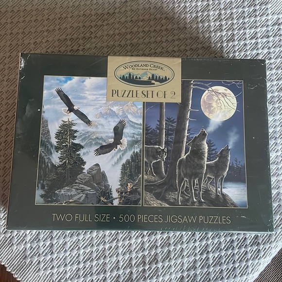 Woodland Creek Wolf Puzzle & Eagle with Mountains - Picture 1 of 3